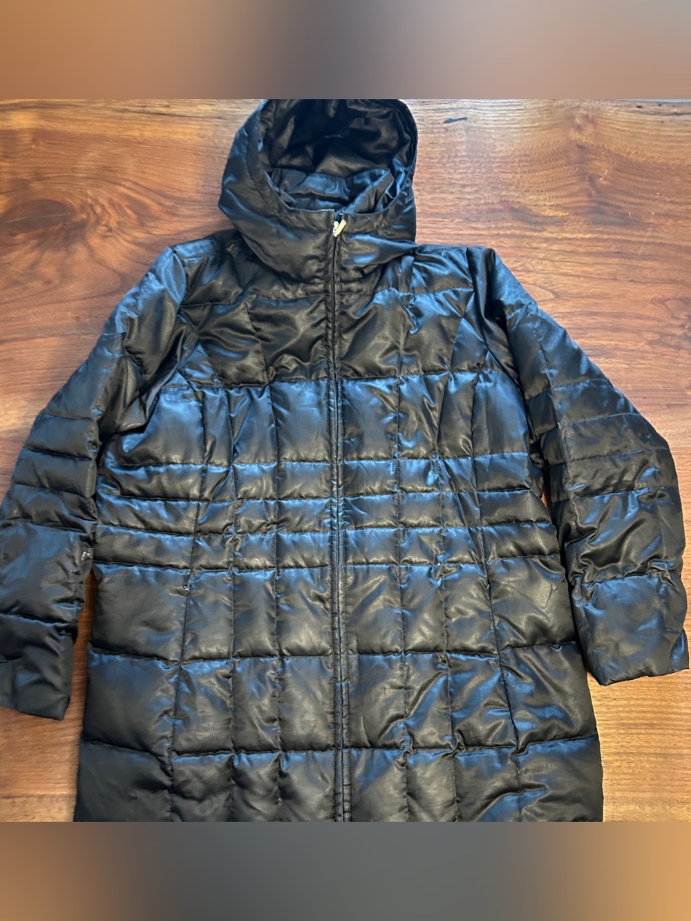 Lands' End Jacket Womens 2XL 20W-22W Black Down Long Hooded Puffer Coat dbl zip